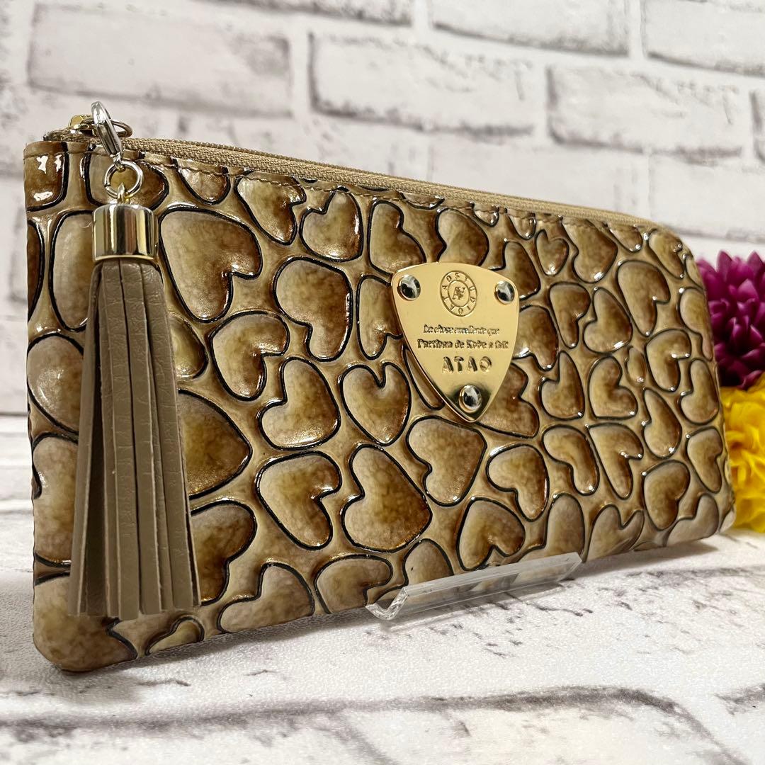 極美品✨アタオ　長財布　ハッピーシャワー　ハート総柄　ハッピーヴィトロ・プリマ