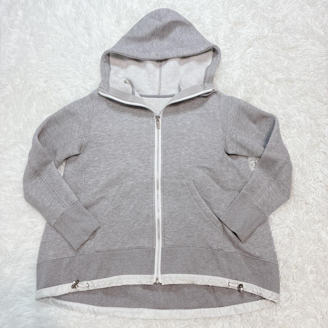 sacai サカイ スポンジスウェット パーカー フード付き フルジップ グレー