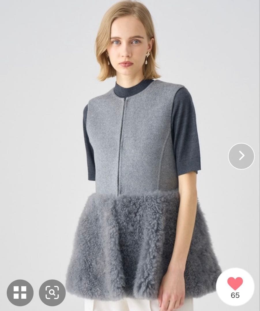 ANAYI アナイ ウールファーペプラムジレ