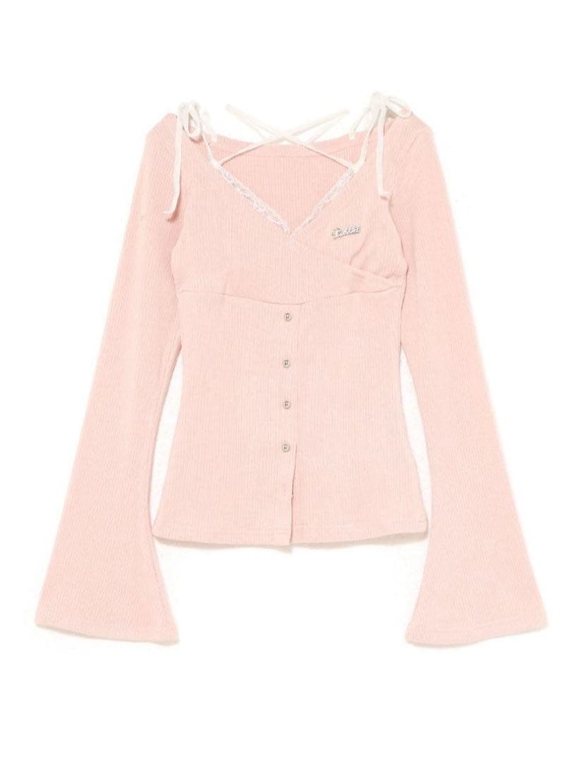 BUBBLES カシュクールリブトップス ピンク