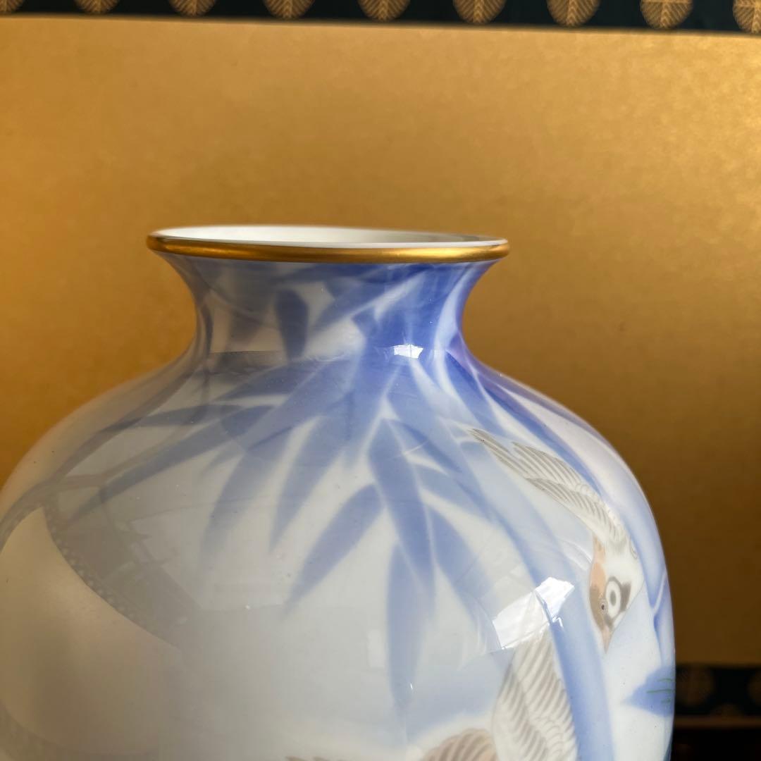 なつ【新品未使用】染付官窯 深川製磁 花瓶 花入 フラワーベース