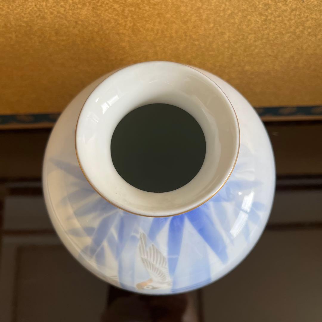 なつ【新品未使用】染付官窯 深川製磁 花瓶 花入 フラワーベース