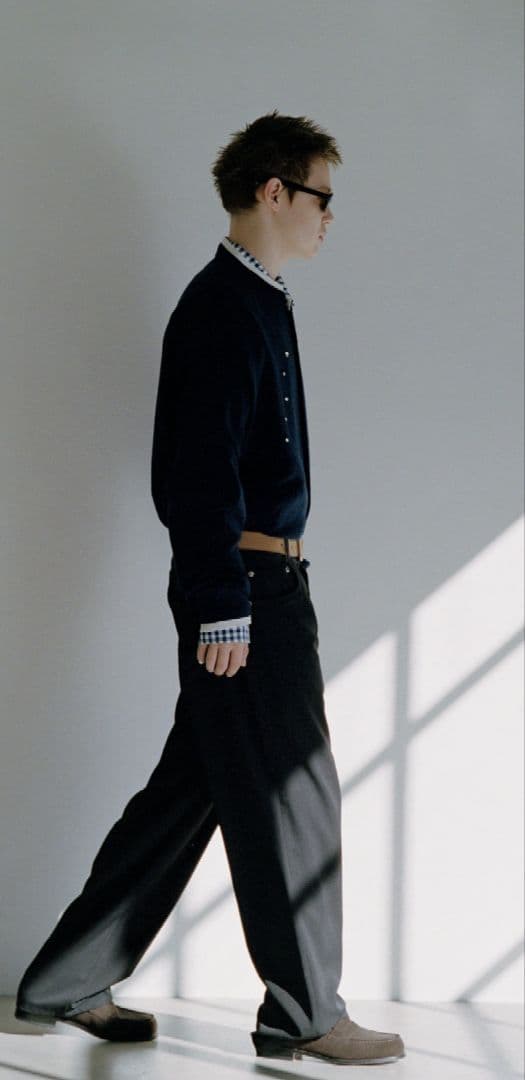 パンツ TTTMSW/Polyester straight slacks (BLACK)