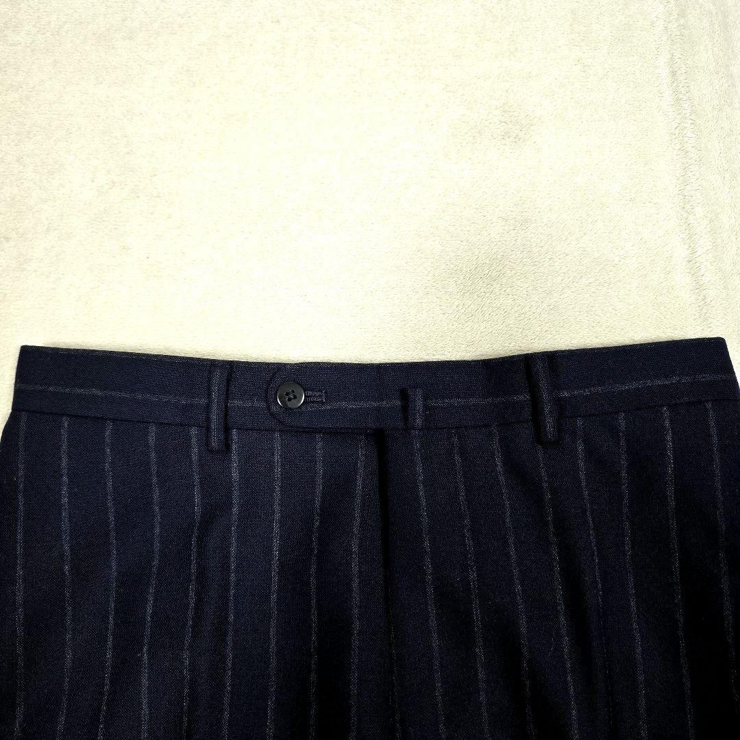 極美品 ビームスエフ スーツセットアップ ビジネス ストライプ ネイビー S相当