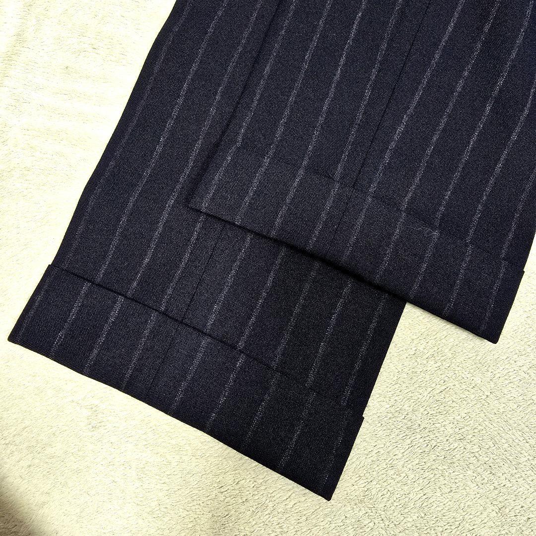 極美品 ビームスエフ スーツセットアップ ビジネス ストライプ ネイビー S相当