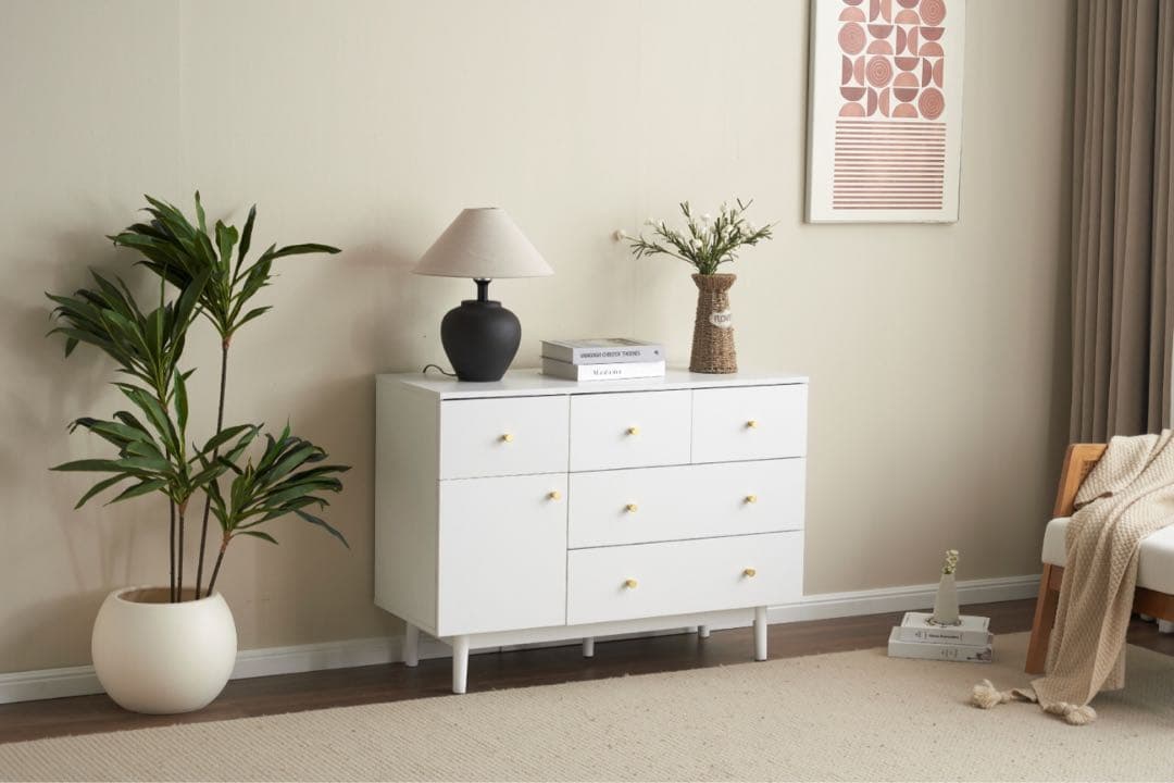 【新品】キャビネット サイドボード 引き出し5杯 チェスト 収納棚 リビング収納