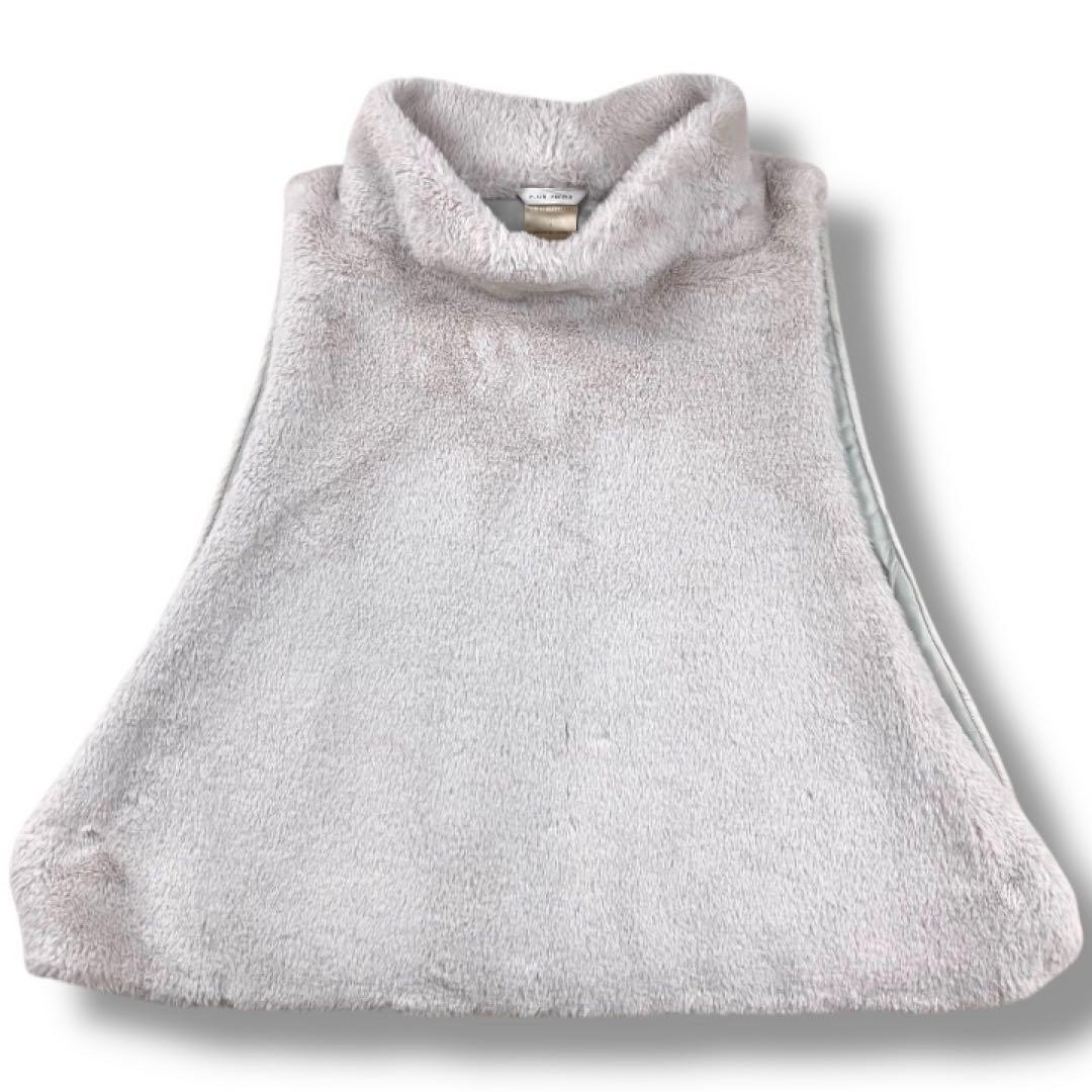 【美品】プレインピープル　エコファーオフタートルベスト　グレージュ　F