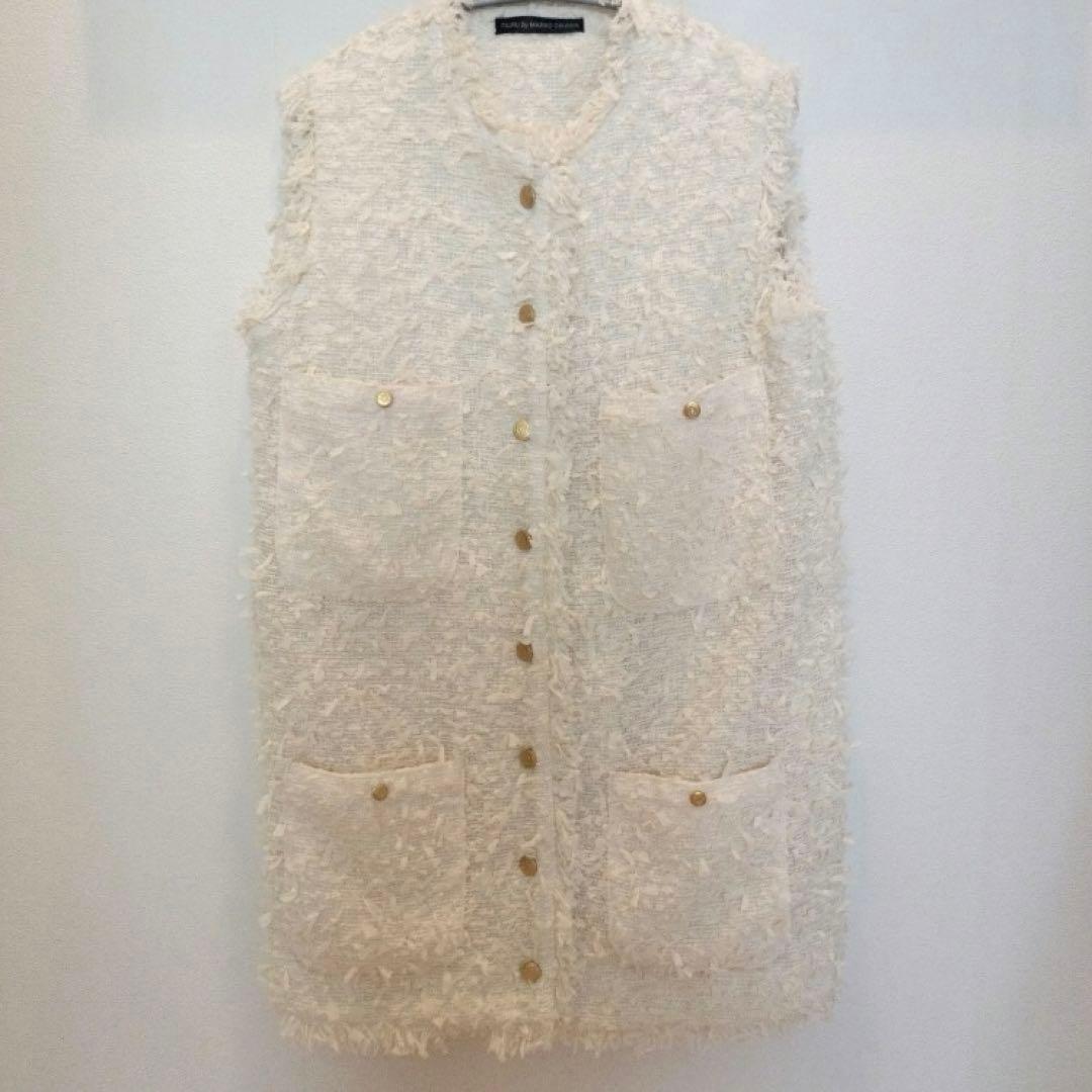 tsuru by mariko oikawa ジレ　ホワイト　フリンジベスト