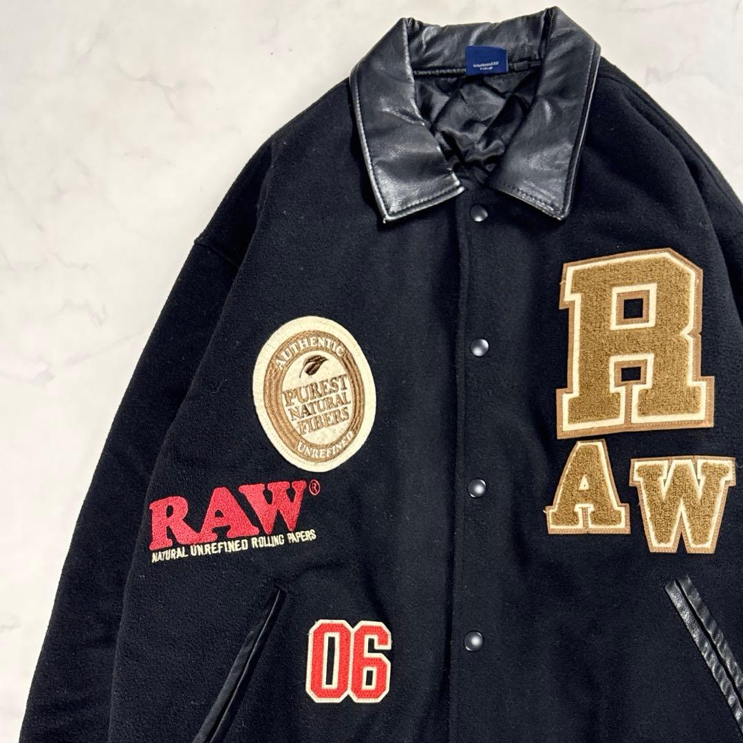 INTERBREED RAW Varsity スタジャン XL 刺繍 黒