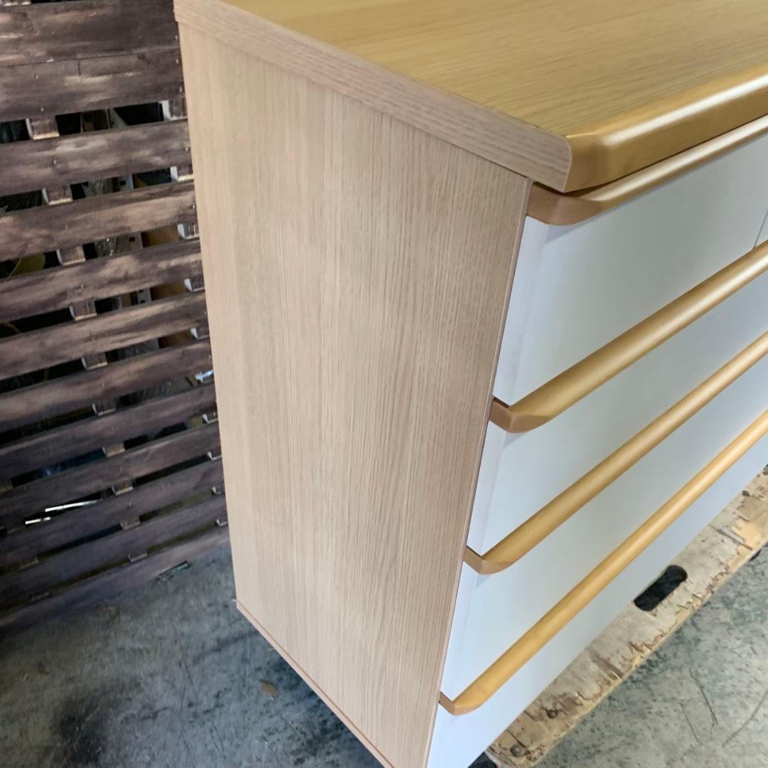 J312\" ホワイト/ ナチュラル 色 5杯 ローチェスト W1200