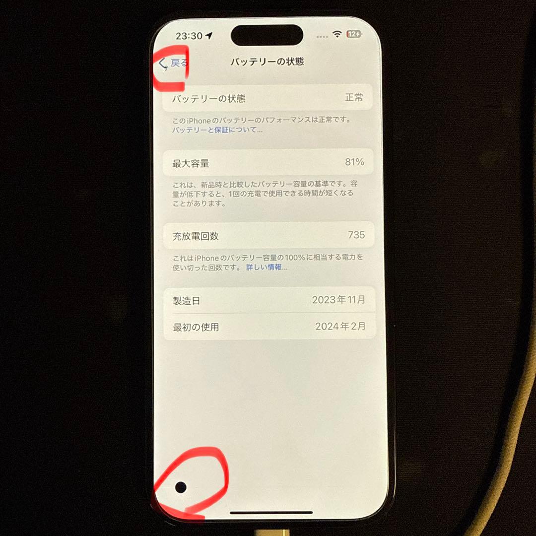 iPhone 15 256GB ブラック 本体 ジャンク　箱あり