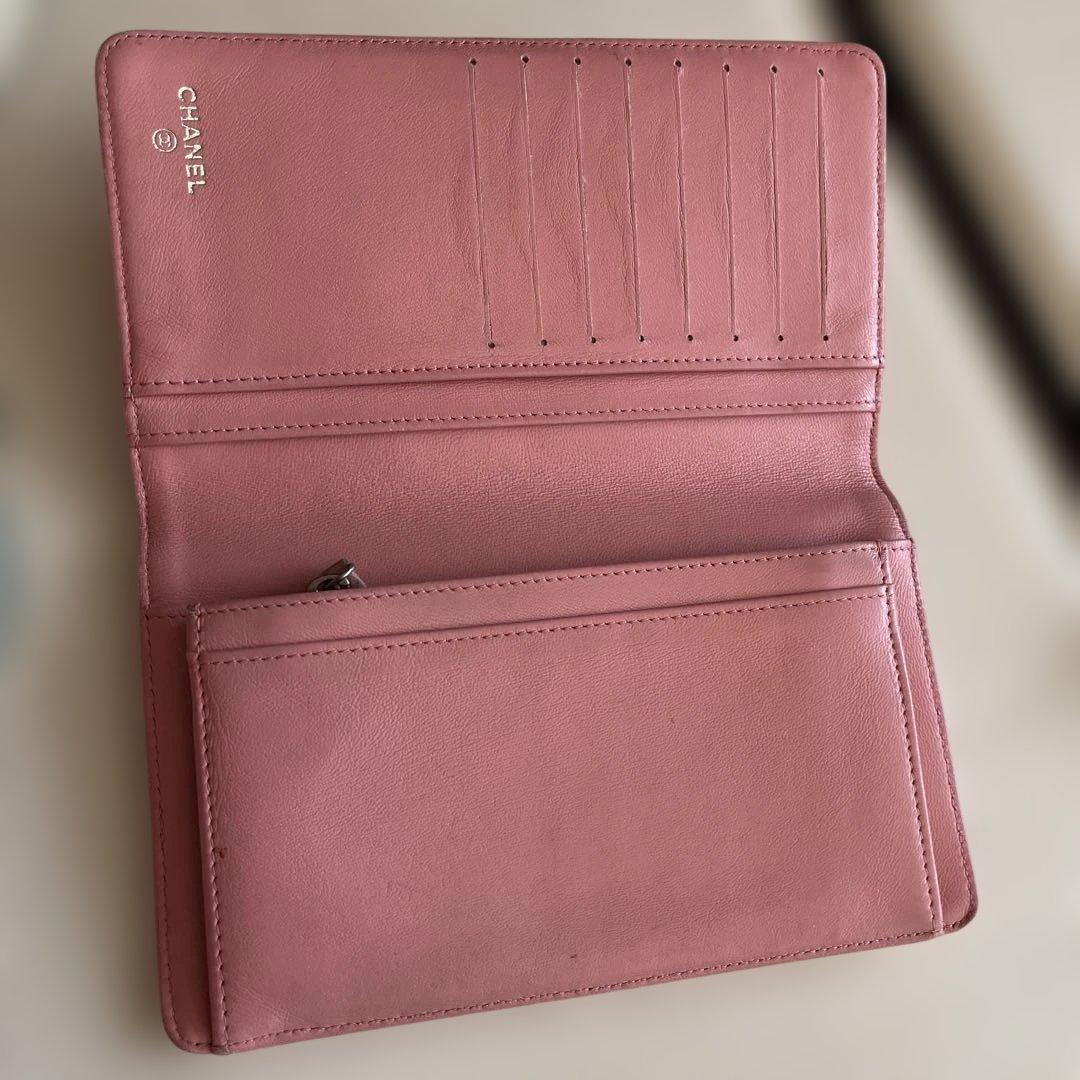 CHANEL ピンク 長財布 フラワーパターン