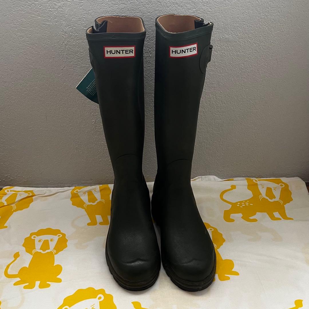HUNTER 長靴 カーキ バックル付き