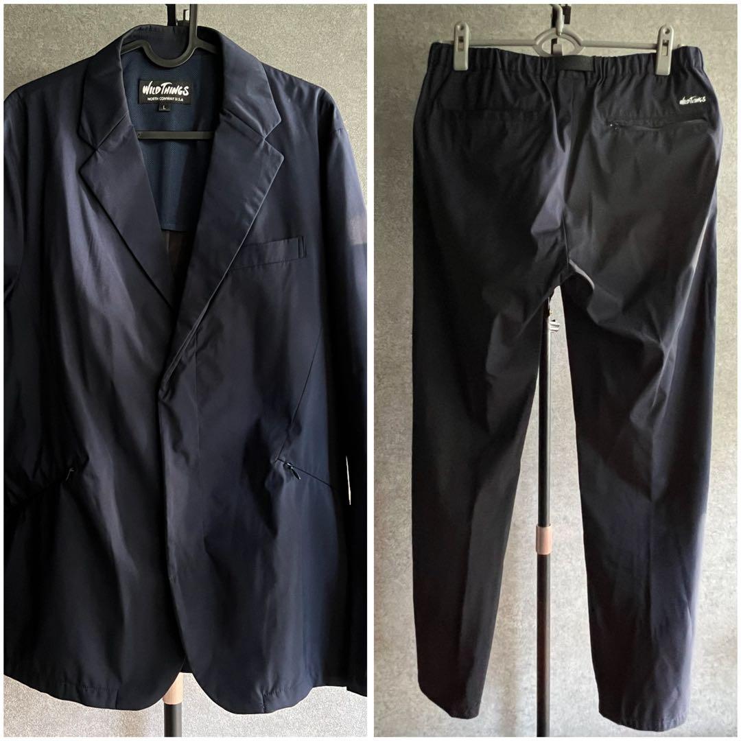 超美品ワイルドシングスセットアップスーツ2点セット　ネイビーウエストゴム