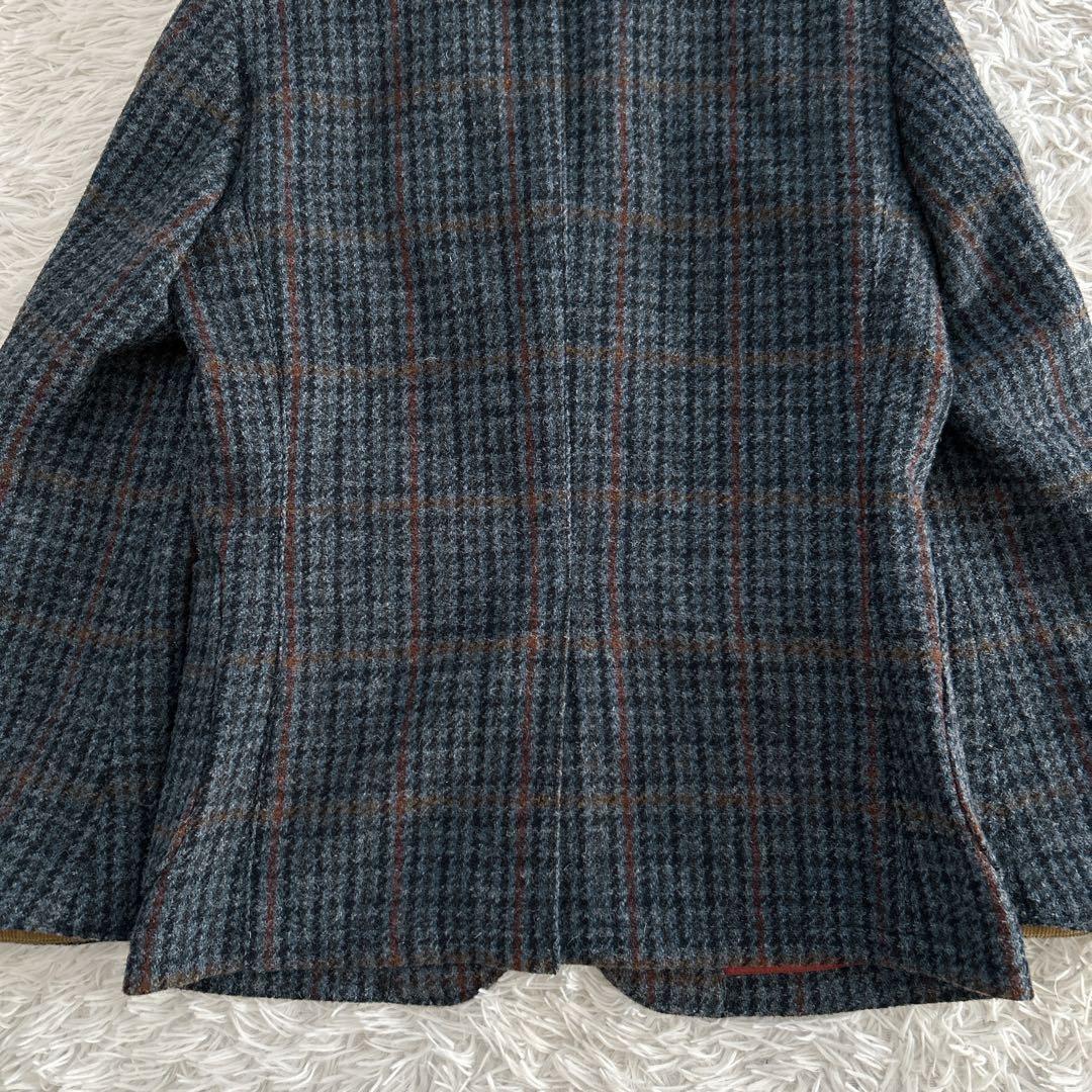 美品✨ 100周年 ハリスツイード テーラードジャケット くるみ 牛革 チェック