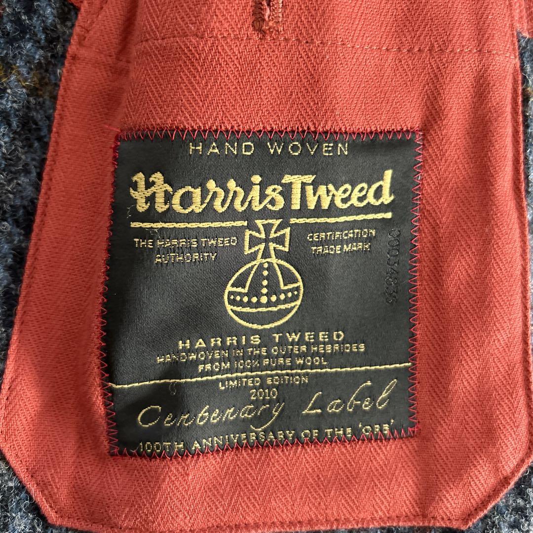 美品✨ 100周年 ハリスツイード テーラードジャケット くるみ 牛革 チェック