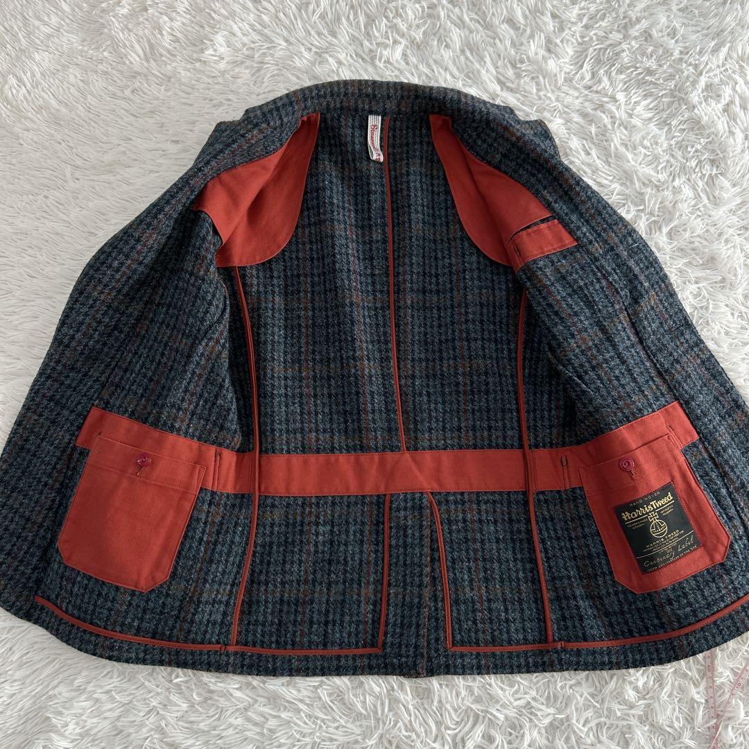 美品✨ 100周年 ハリスツイード テーラードジャケット くるみ 牛革 チェック
