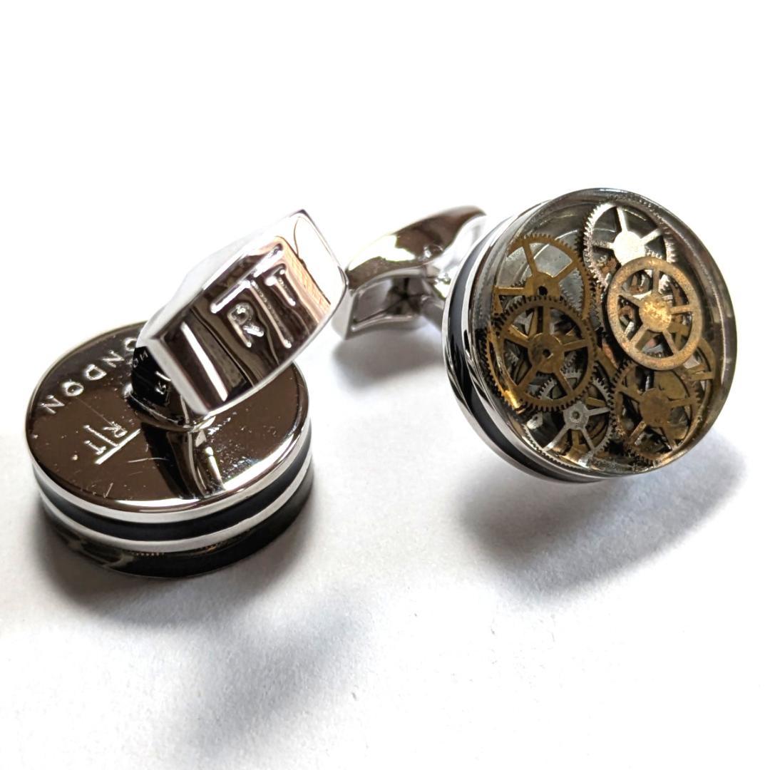 tac159 タテオシアン カフリンクス シルバー レジン ギア ゴールド英国製