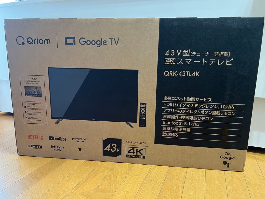 Qriom 43V型 4Kスマートテレビ QRK-43TL4K