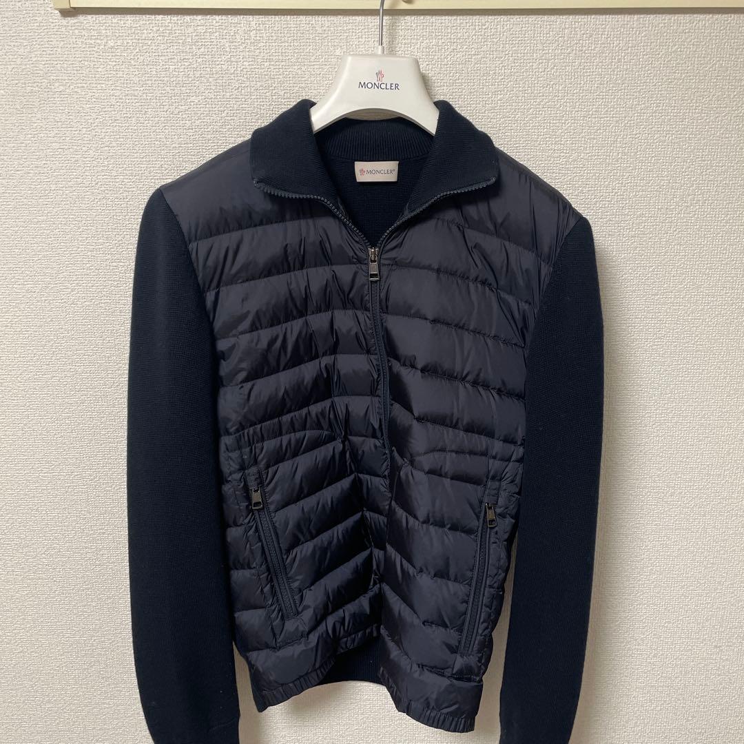 MONCLER ハイブリッド ダウンカーディガン メンズ ネイビー M
