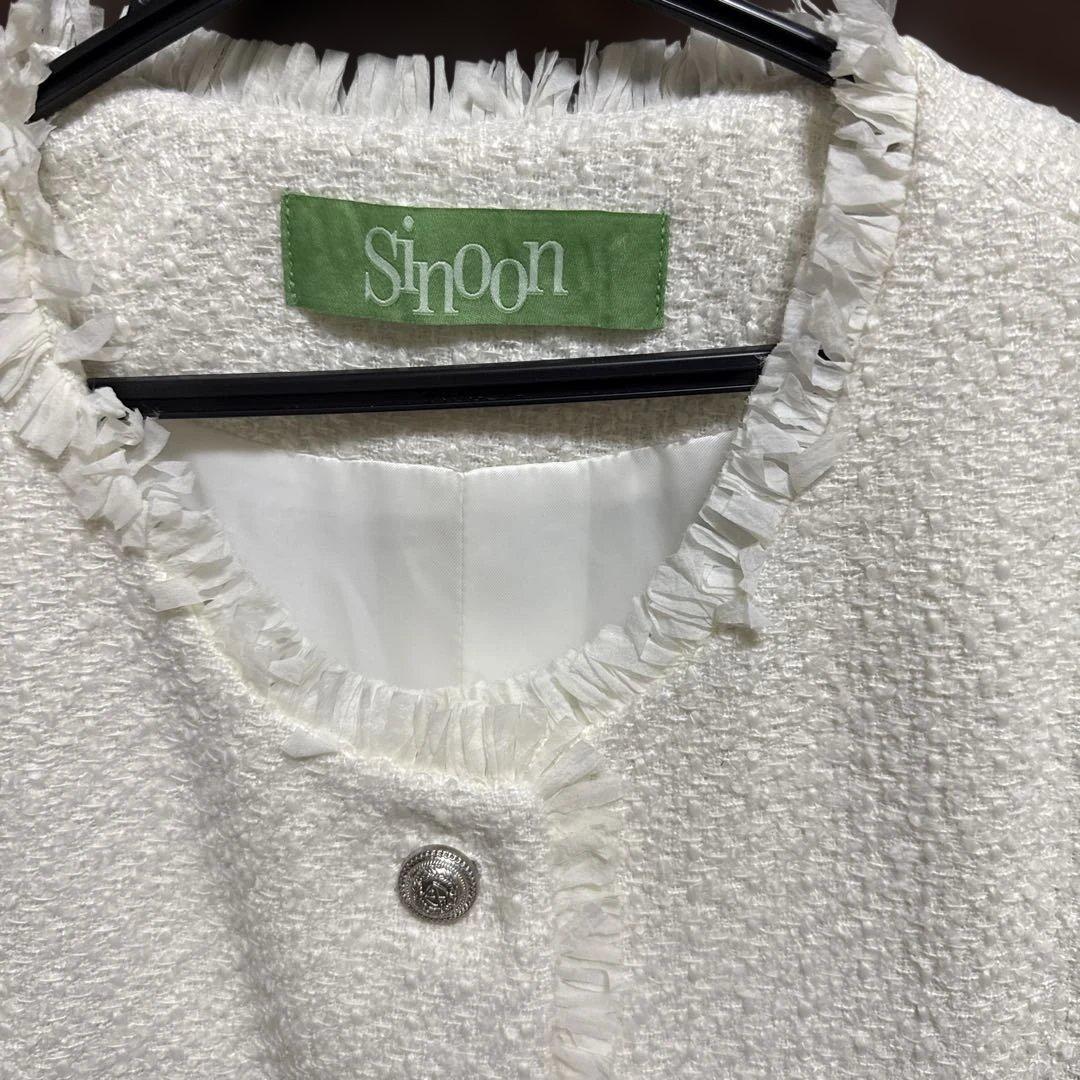 新品未使用 Sinoon ホワイト ノーカラージャケット