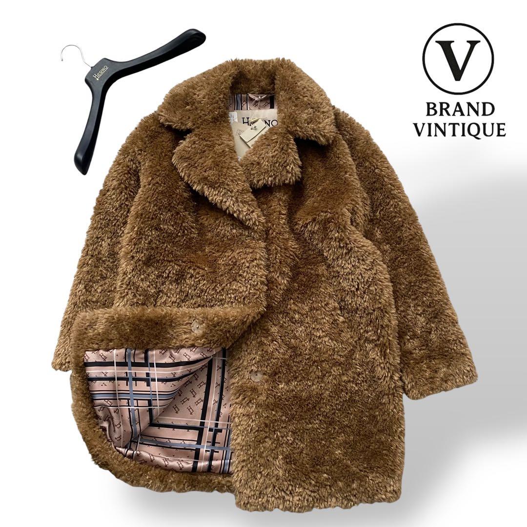【新品未使用】 ヘルノ カーリーヘア エコファー ジャケット ボア ブラウン