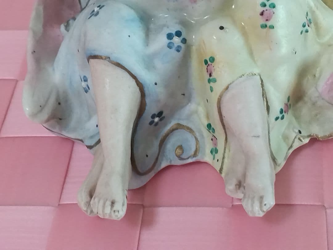 アンティーク 2人のピンク天使 聖水盤