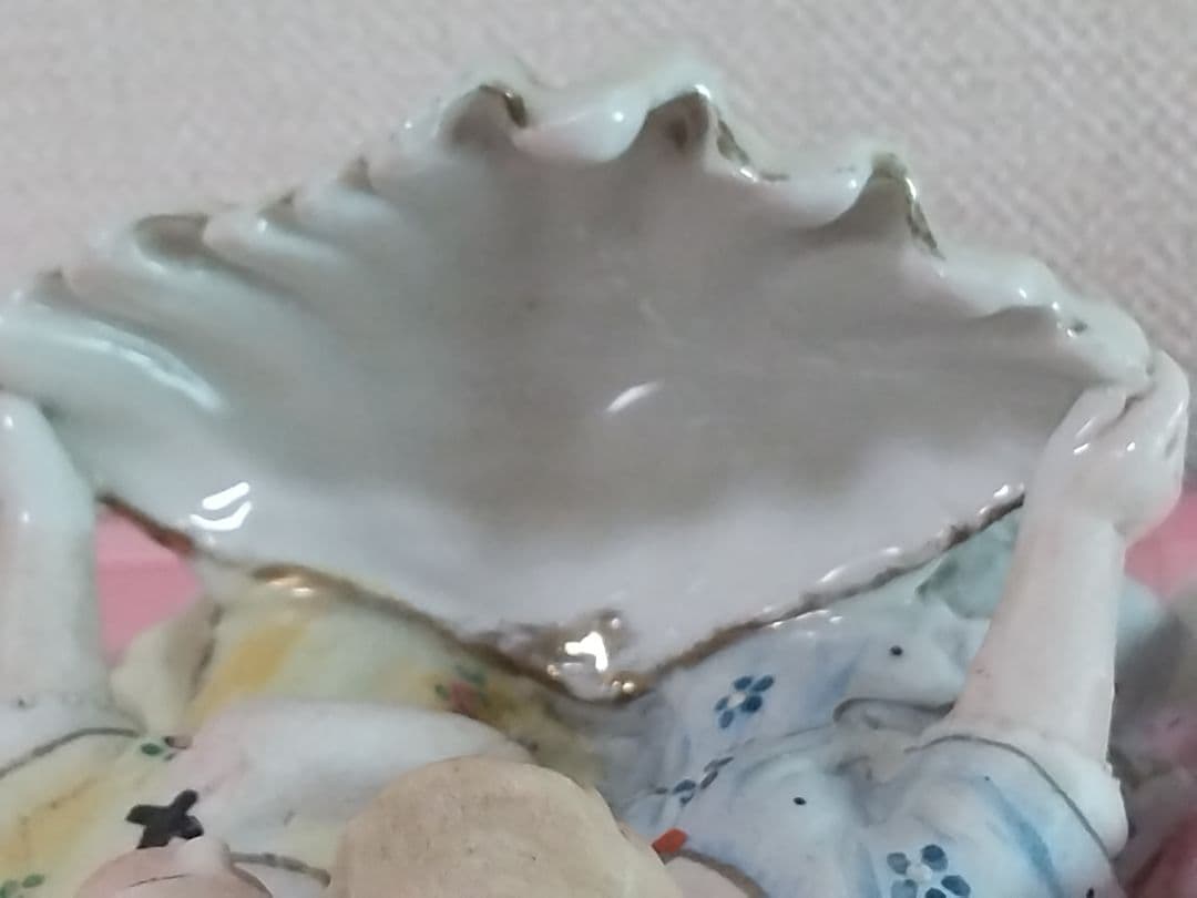 アンティーク 2人のピンク天使 聖水盤