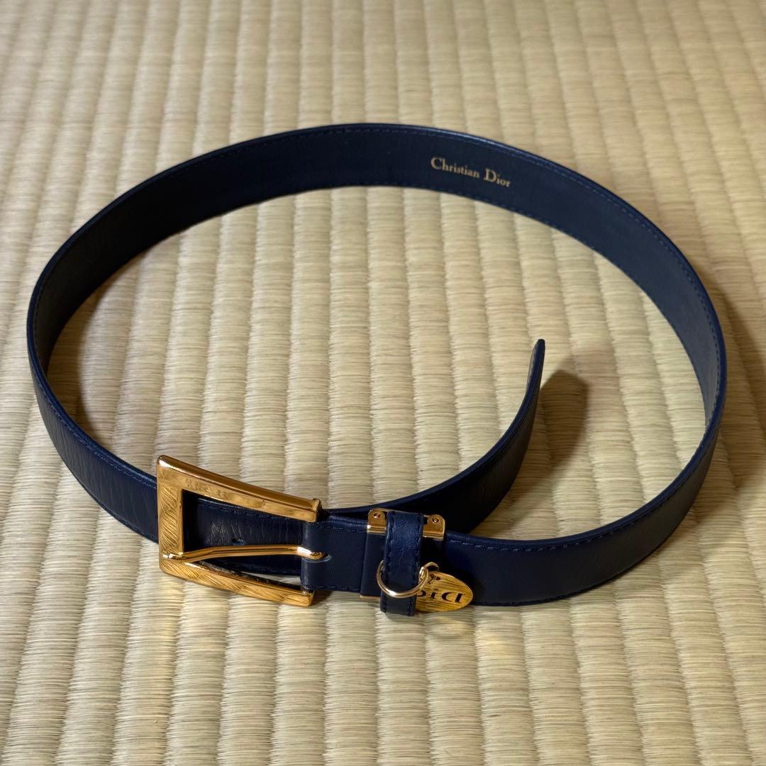Christian Dior ネイビー レザーベルト