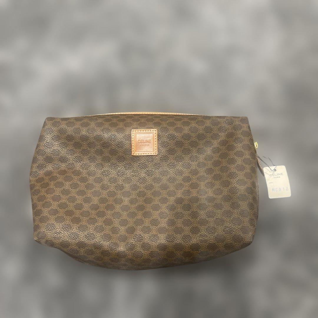 CELINE ブラウンレザー クラッチバッグ