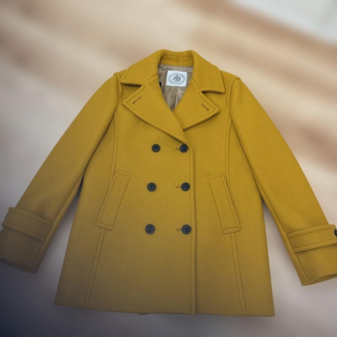 ウール ダブルブレストコート マスタード