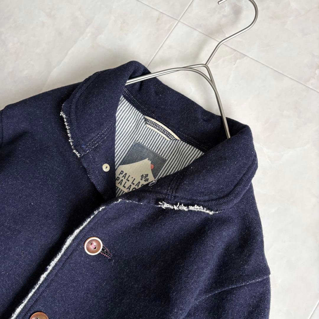 パラスパレス カシミヤ混スタンドカラージャケット 紺3 裏地ストライプ 日本製