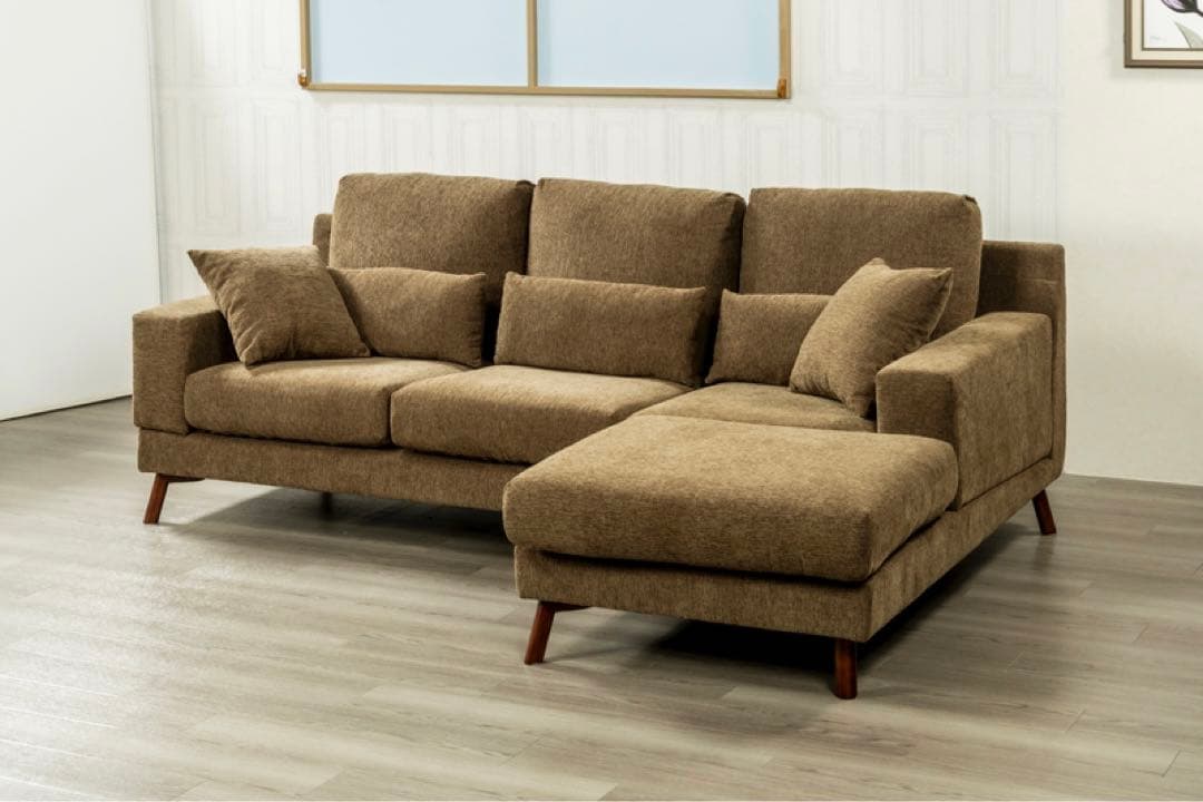 カウチソファ 布張り ブラウン