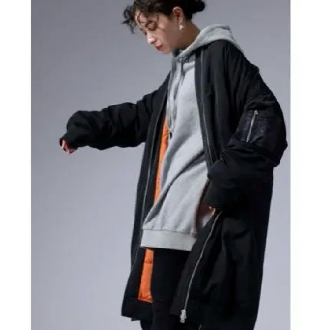 【完売】アンティカ ロング ma-1 サイドスリット ブラック antiqua