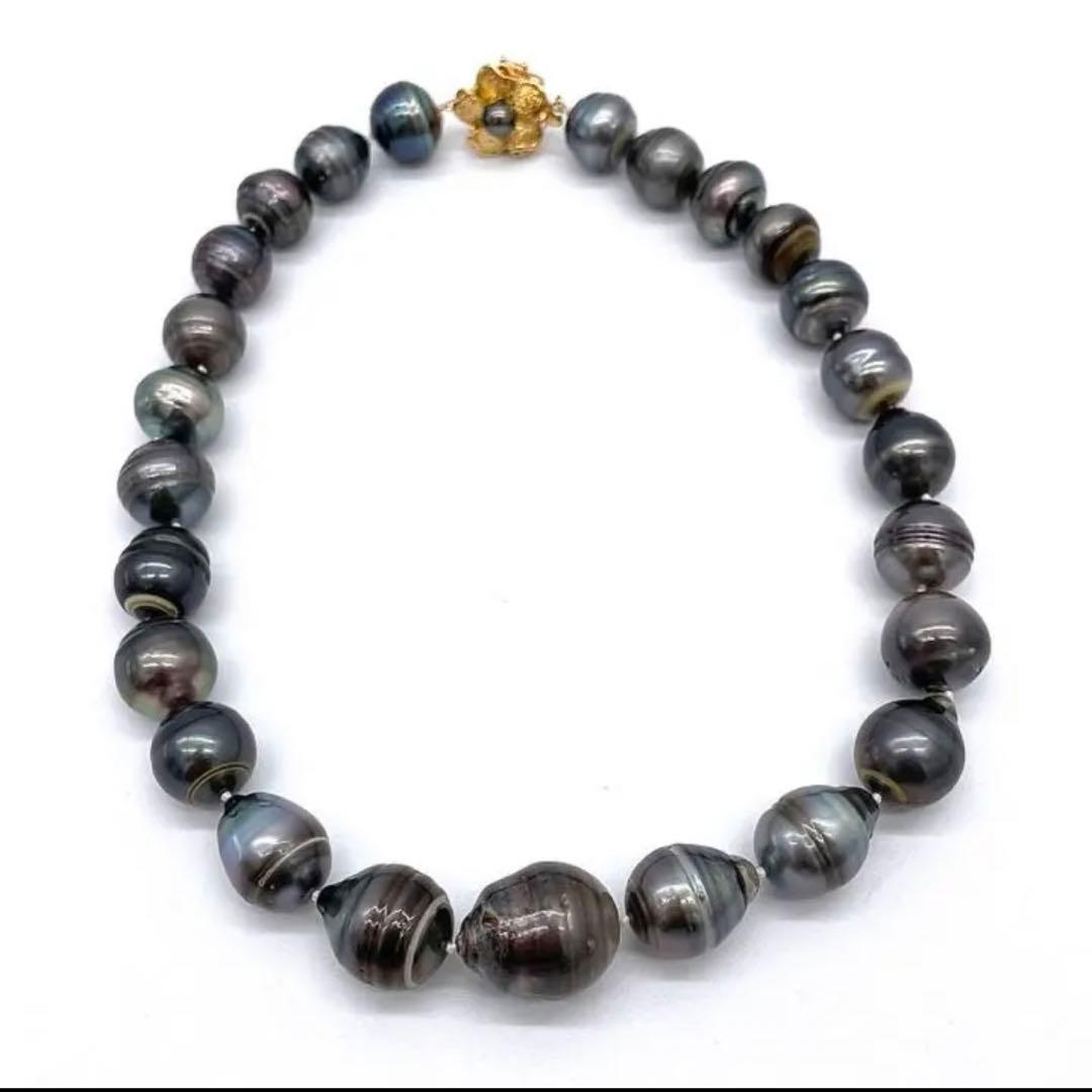 YAMA バロックパール ネックレス 黒真珠 ブラックパール K14金