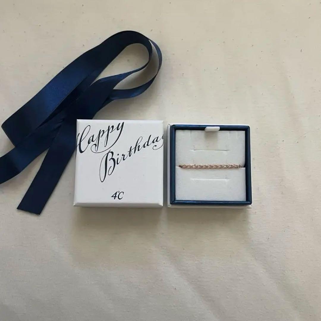 4℃ ローズゴールド アンクレット ギフトボックス付き