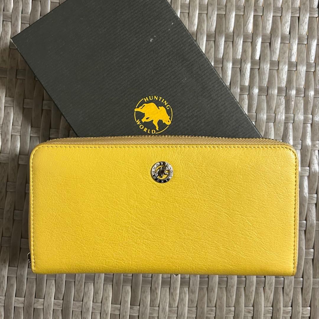 ハンティングワールド　長財布　クリームイエロー