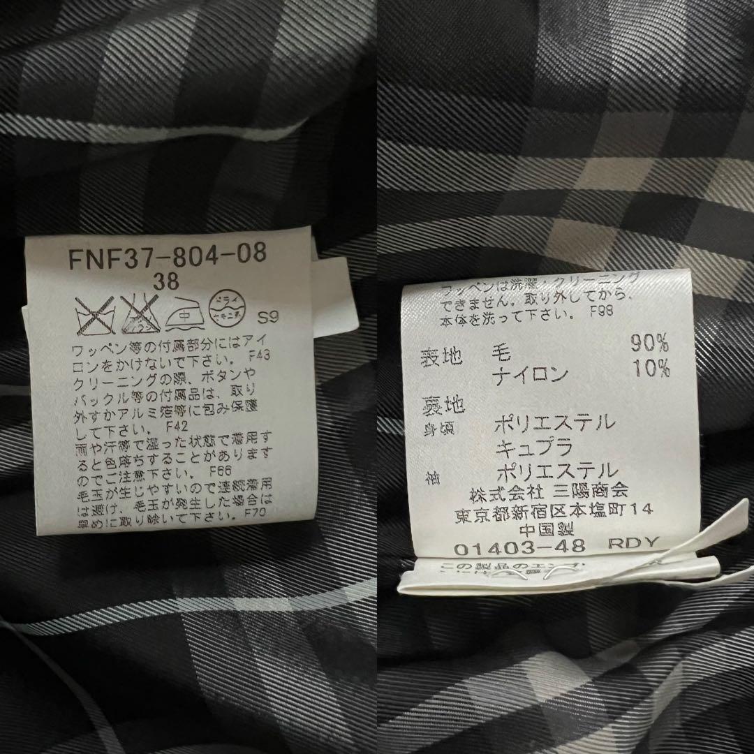 バーバリーブルーレーベル ノバチェック 金ボタン ピーコート ナポレオン 38