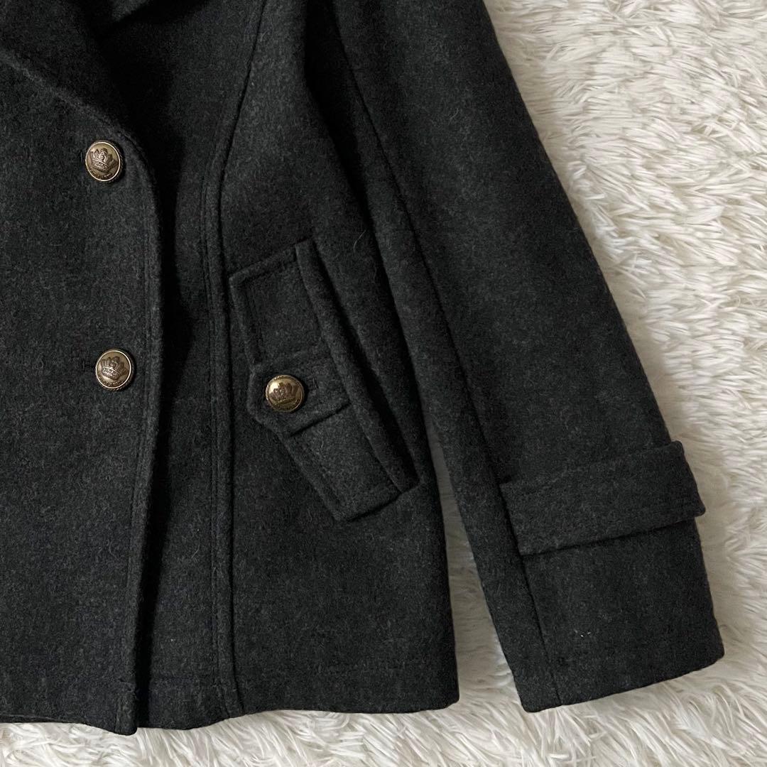 バーバリーブルーレーベル ノバチェック 金ボタン ピーコート ナポレオン 38