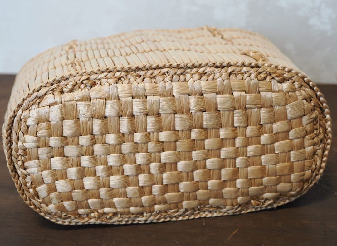 岡山 蒜山がま 細工 手提げ カゴバッグ 伝統民芸品 古道具