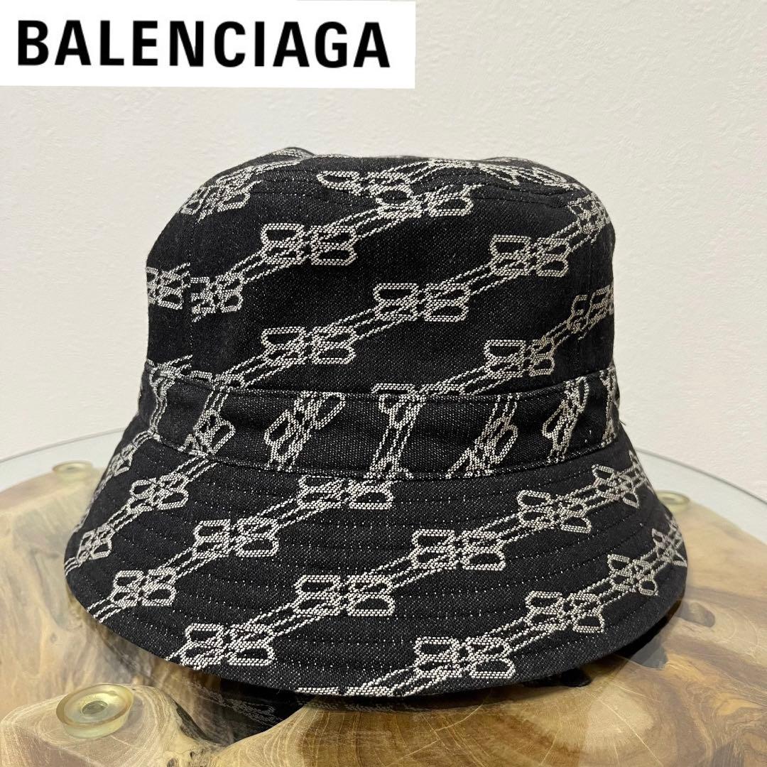 【BALENCIAGA/バレンシアガ】ブラック ロゴ バケットハット