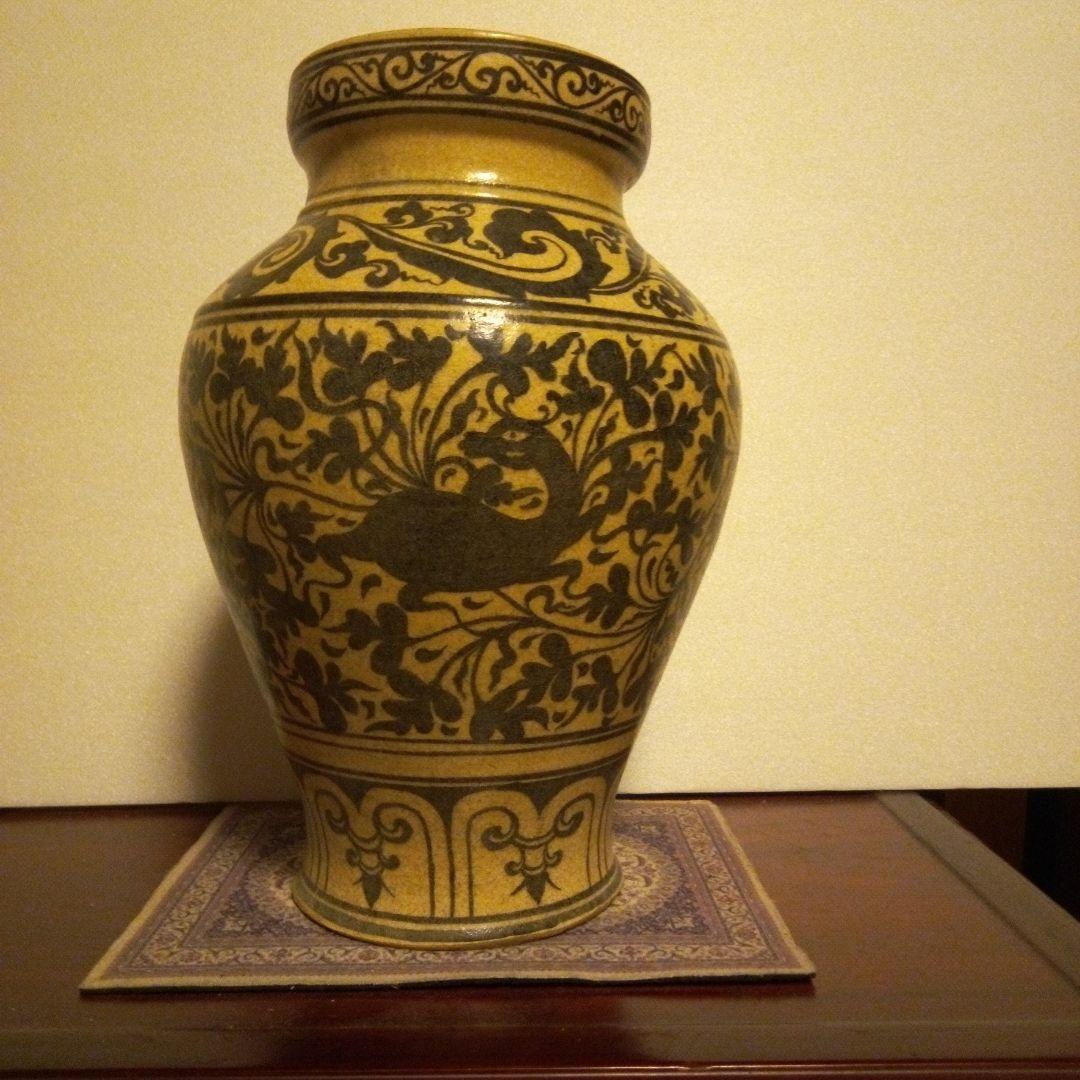 南海古陶器　スコータイ鉄絵　カロン壺　花瓶