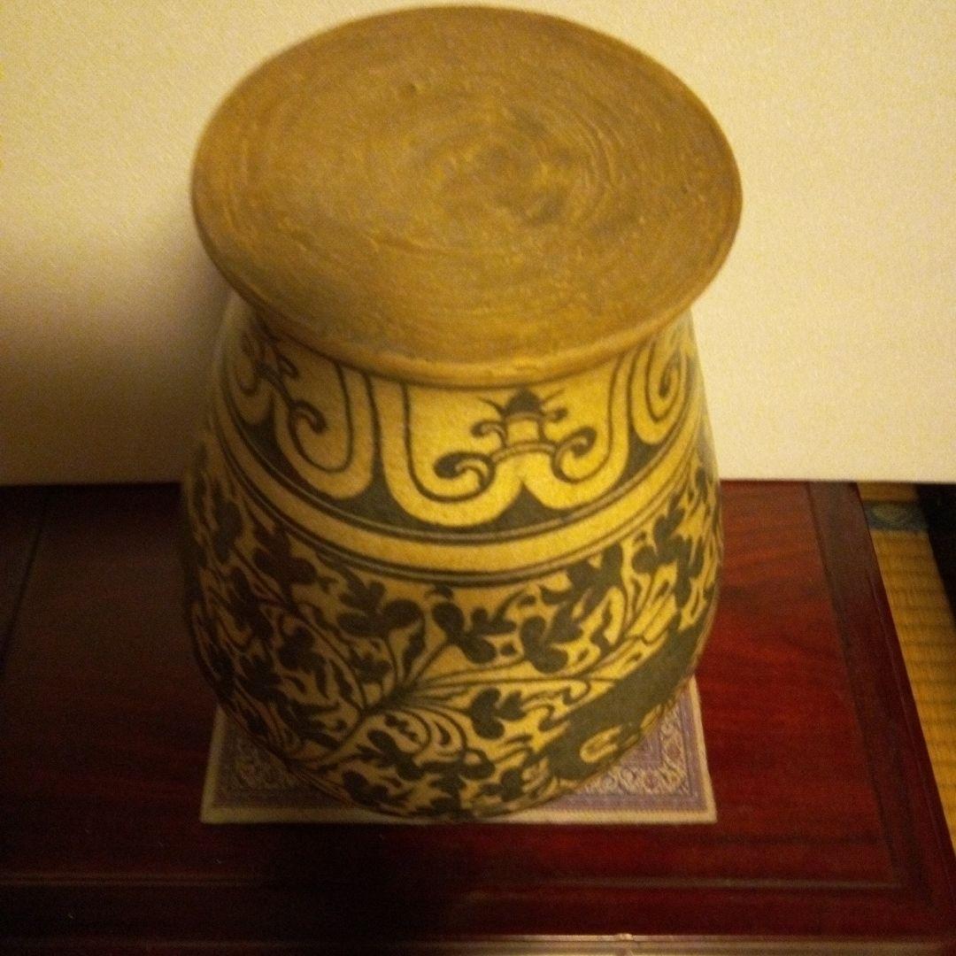 南海古陶器　スコータイ鉄絵　カロン壺　花瓶