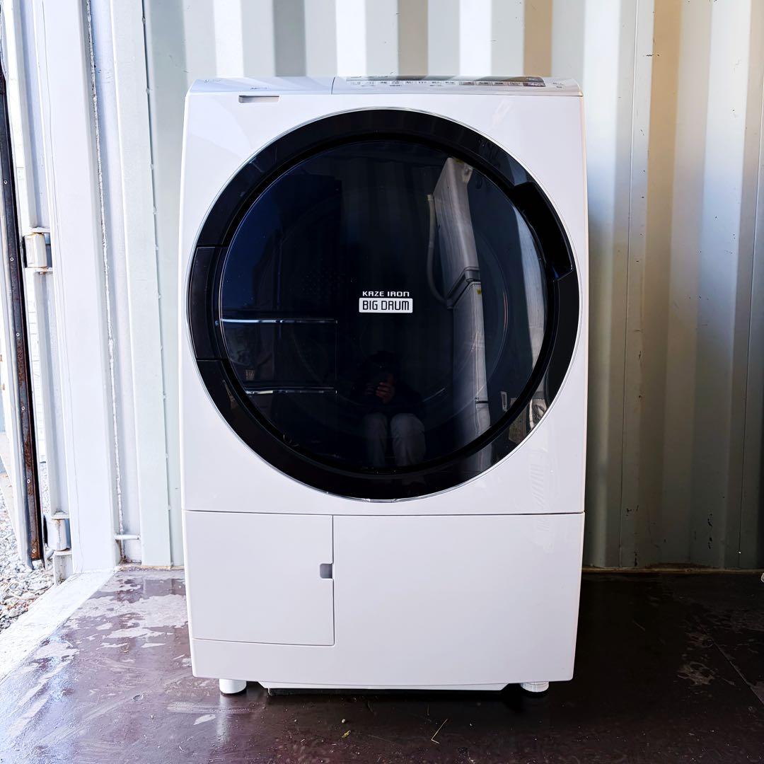 運搬取付無料！ホワイト純正日立大容量自動投入パワフルおしゃれドラム！完動品超美品
