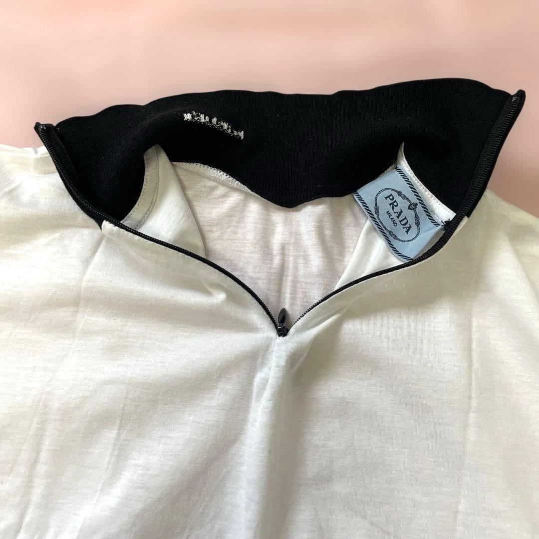 PRADA プラダ 長袖Tシャツ 白 XS タートルネック コットン 通年着用可