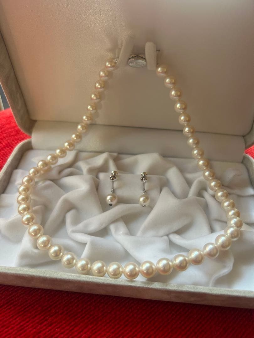 花珠高級本真珠パールネックレスとピアスセット