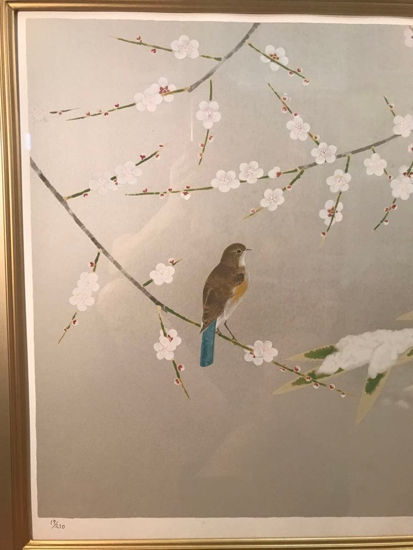 上村淳之　「待春」　シルクスクリーン　直筆サイン・落款・作品証明シール有り