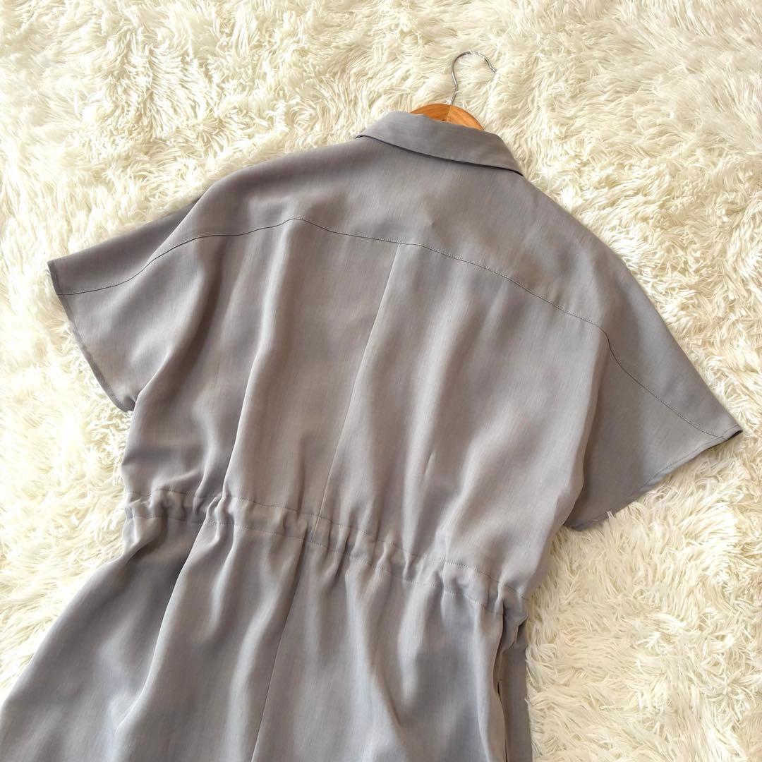 美品◆SOÉJU 半袖　ロングシャツワンピース　グレー　TALL