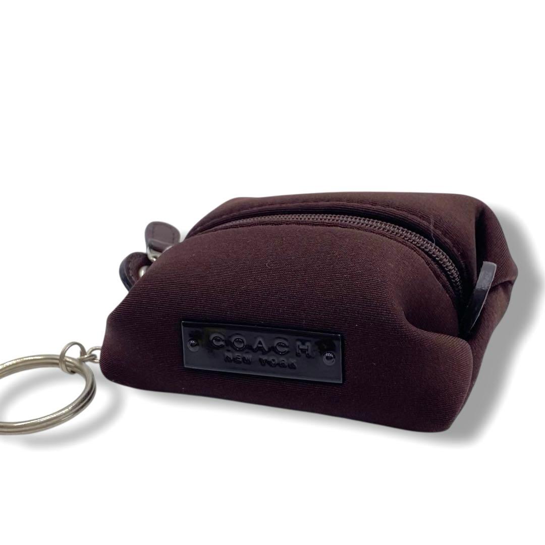 希少✨️ COACH コーチ ブラウン ケース キーリング ナイロン ロゴ