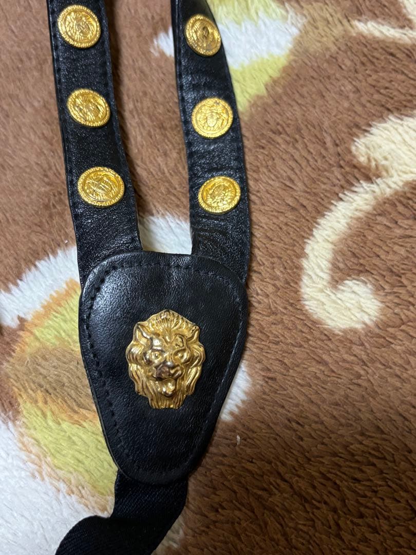 レザーサスペンダー 黒 VERSACE